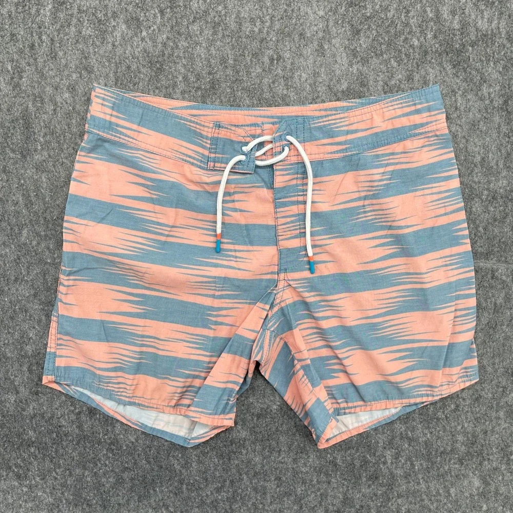 Chubbies Board Shorts Mens 30 Swim Trunks Peach Blue Ikat Pattern Stretch